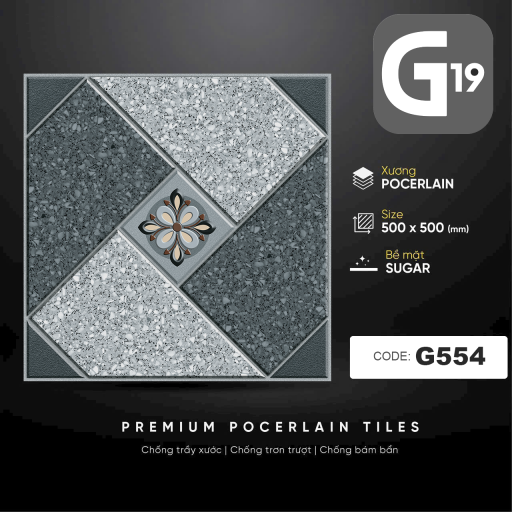 Gạch ốp lát sân vườn G554- Thiết kế hoa đá độc đáo