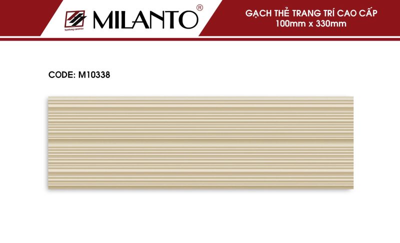 Gạch thẻ trang trí M10338 xương ceramic, bề mặt định hình, đường nét nổi rõ, tông be sữa nhẹ nhàng, sản xuất tại nhà máy DACERA